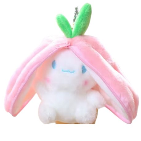 Peluş Fermuarlı Pembe Tavşan Anahtarlık