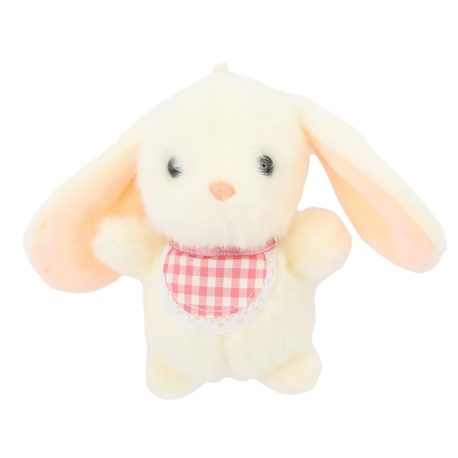 Peluş Önlüklü Beyaz Renk Tavşan Anahtarlık