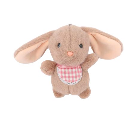 Peluş Önlüklü Kahve Renk Tavşan Anahtarlık