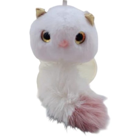 Peluş Kedi Çanta Süsü Beyaz Anahtarlık