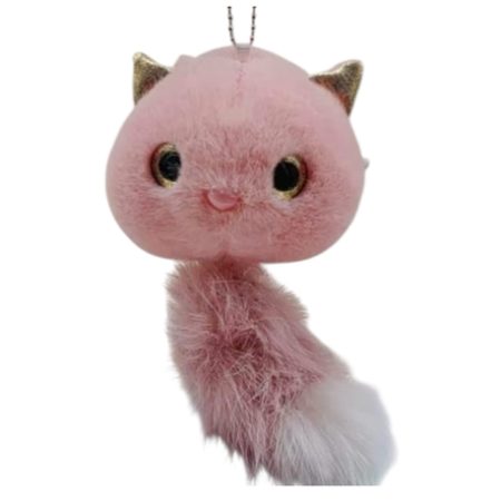Peluş Kedi Çanta Süsü Pembe Anahtarlık