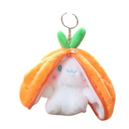 Peluş Fermuarlı Turuncu Tavşan Anahtarlık